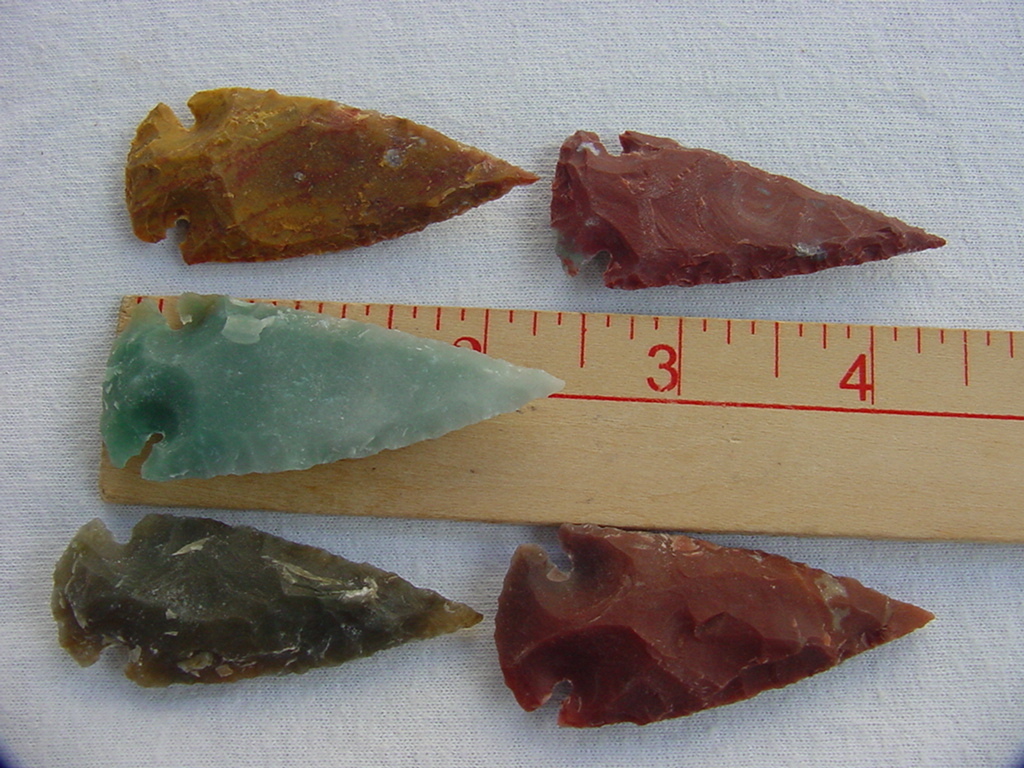 5 reproduction arrowheads 2 1/4 inch jasper arrow heads adc39wb